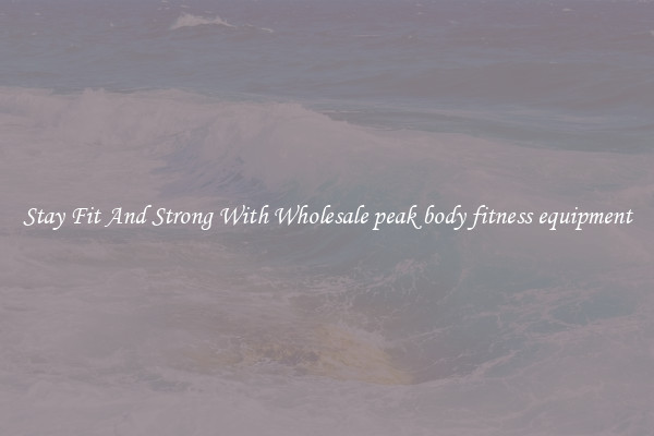 Stay Fit And Strong With Wholesale peak body fitness equipment