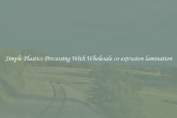 Simple Plastics Processing With Wholesale co extrusion lamination